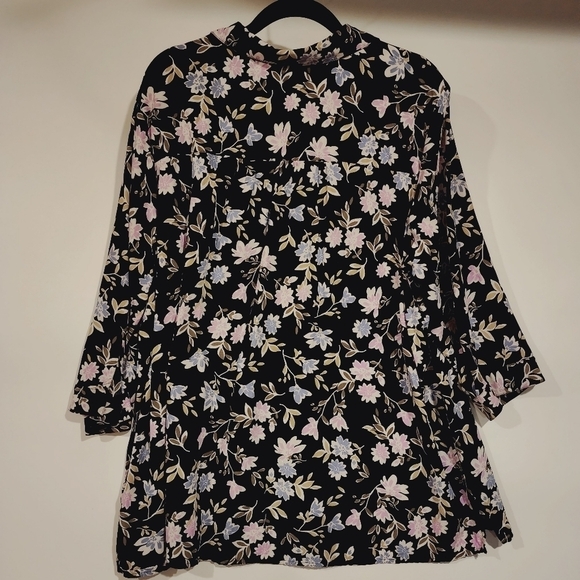 J. Jill Floral Button Front V-Neck Shirt 3/4 Sleeve Pastel Flower Print Rayon 2X - Picture 5 of 11